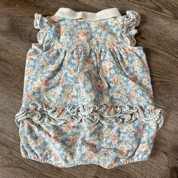 Ralph Lauren Baby Girl 3 Months Bubble Romper Floral Vintage Collar Ruffle - Picture 2 of 4